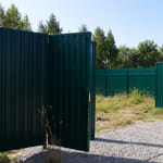 Профлист C-20, RAL 6005, двусторонний, устройство въезда, засыпка трубы
