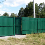 Профлист C-20, RAL 6005, двусторонний, устройство въезда, засыпка трубы
